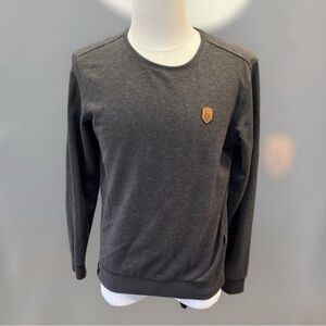 Naketano Men’s Gray Crew Crewneck Sweatshirt With Chest Emblem Size M